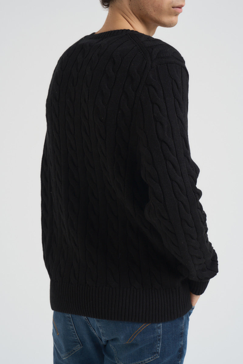 Maglia uomo girocollo a treccia  nera 710775885 012 RALPH LAUREN 