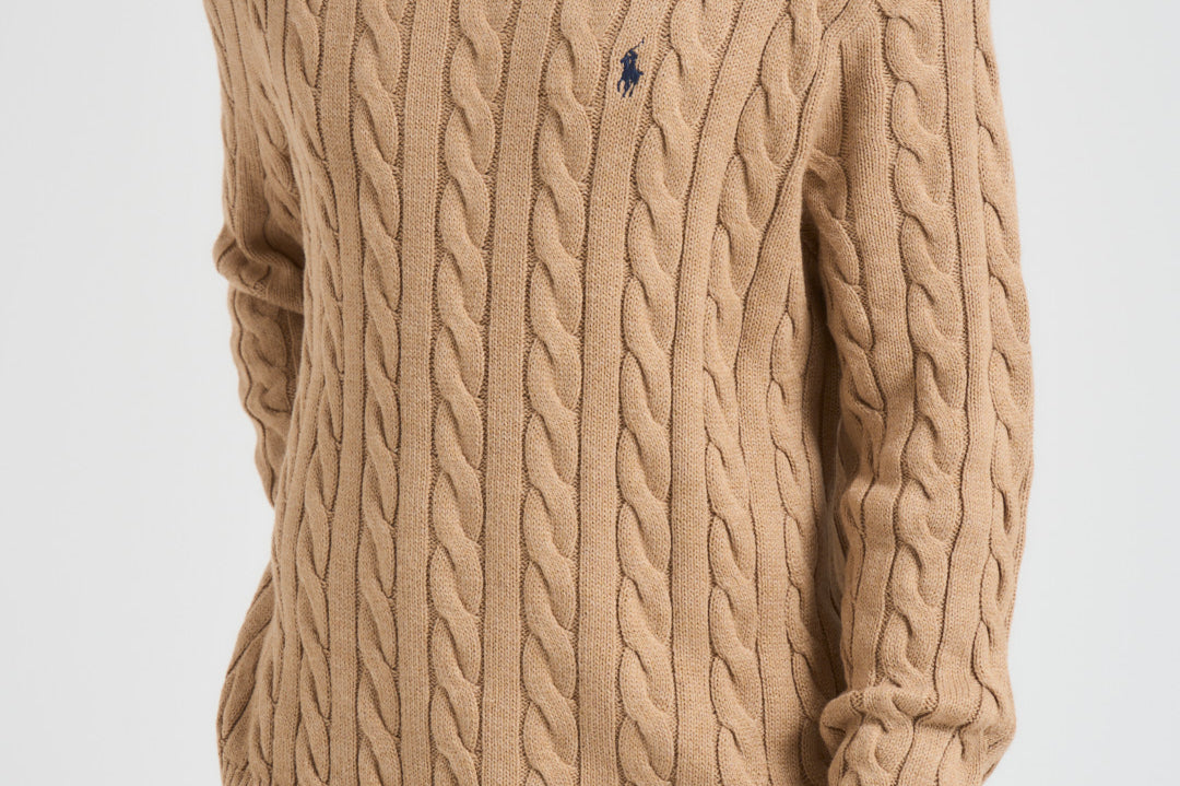 Maglia uomo a treccia cammello 710775885 014 RALPH LAUREN 