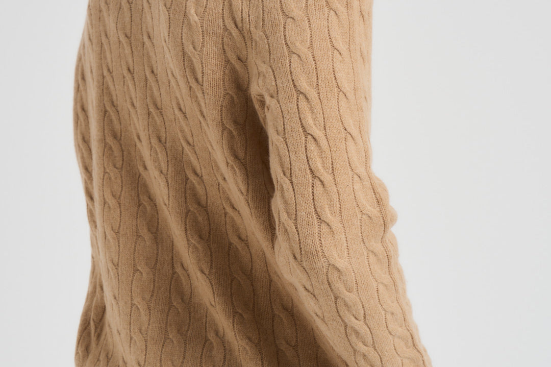 Maglia uomo a treccia cammello 710876762 009 RALPH LAUREN 