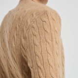 Maglia uomo a treccia cammello 710876762 009 RALPH LAUREN 