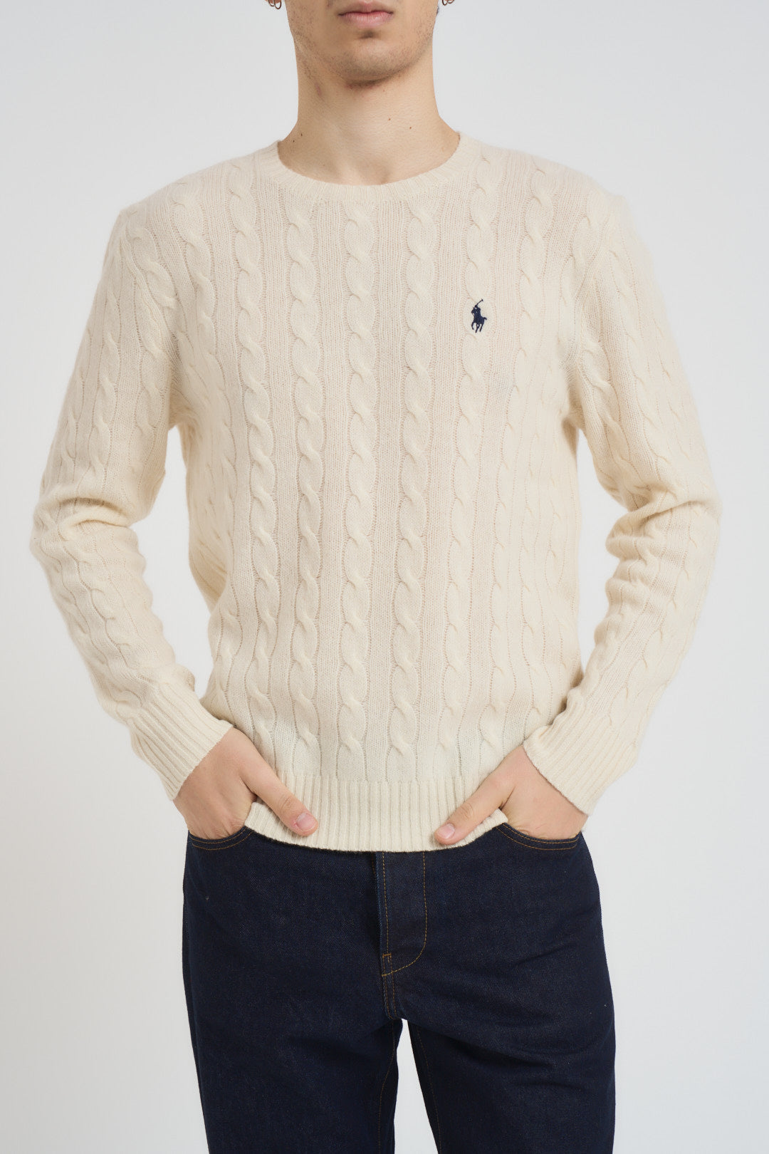 Maglia uomo a trecce panna 710876762 010 RALPH LAUREN 
