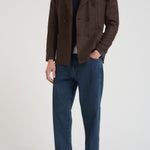 Giacca uomo doppiopetto in check marrone G751MF 408157F SANTANIELLO 