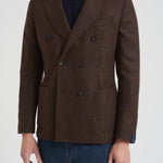 Giacca uomo doppiopetto in check marrone G751MF 408157F SANTANIELLO 