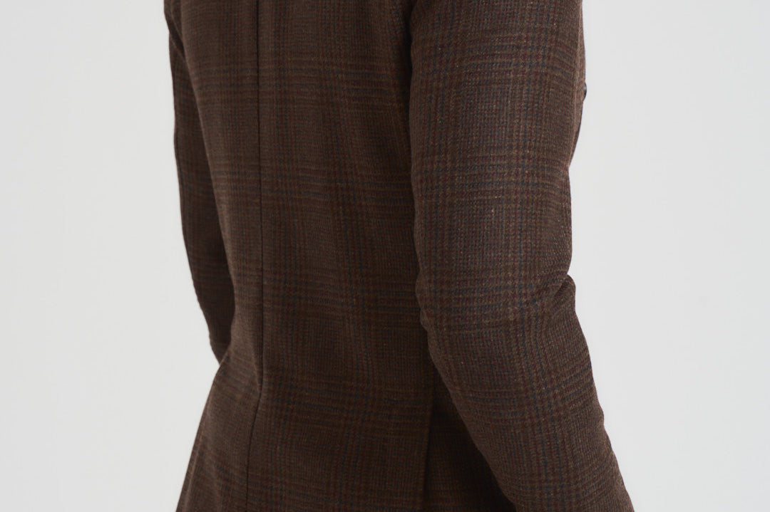 Giacca uomo doppiopetto in check marrone G751MF 408157F SANTANIELLO 