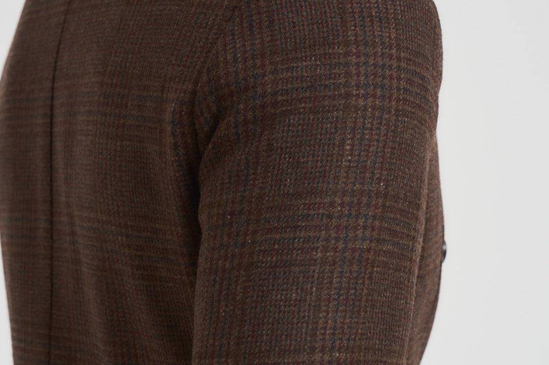 Giacca uomo doppiopetto in check marrone G751MF 408157F SANTANIELLO 