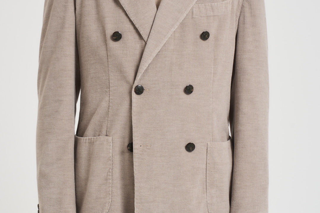 Giacca uomo doppiopetto in velluto grigio chiaro GL7251TL 387858P SANTANIELLO 