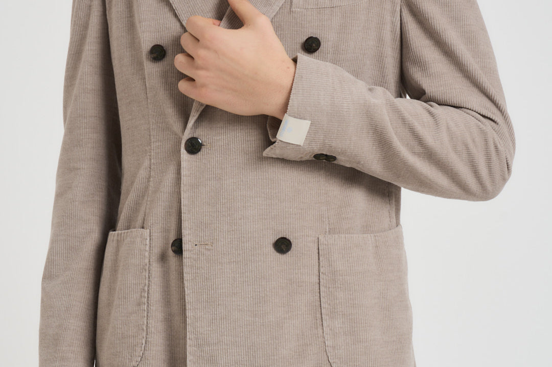 Giacca uomo doppiopetto in velluto grigio chiaro GL7251TL 387858P SANTANIELLO 