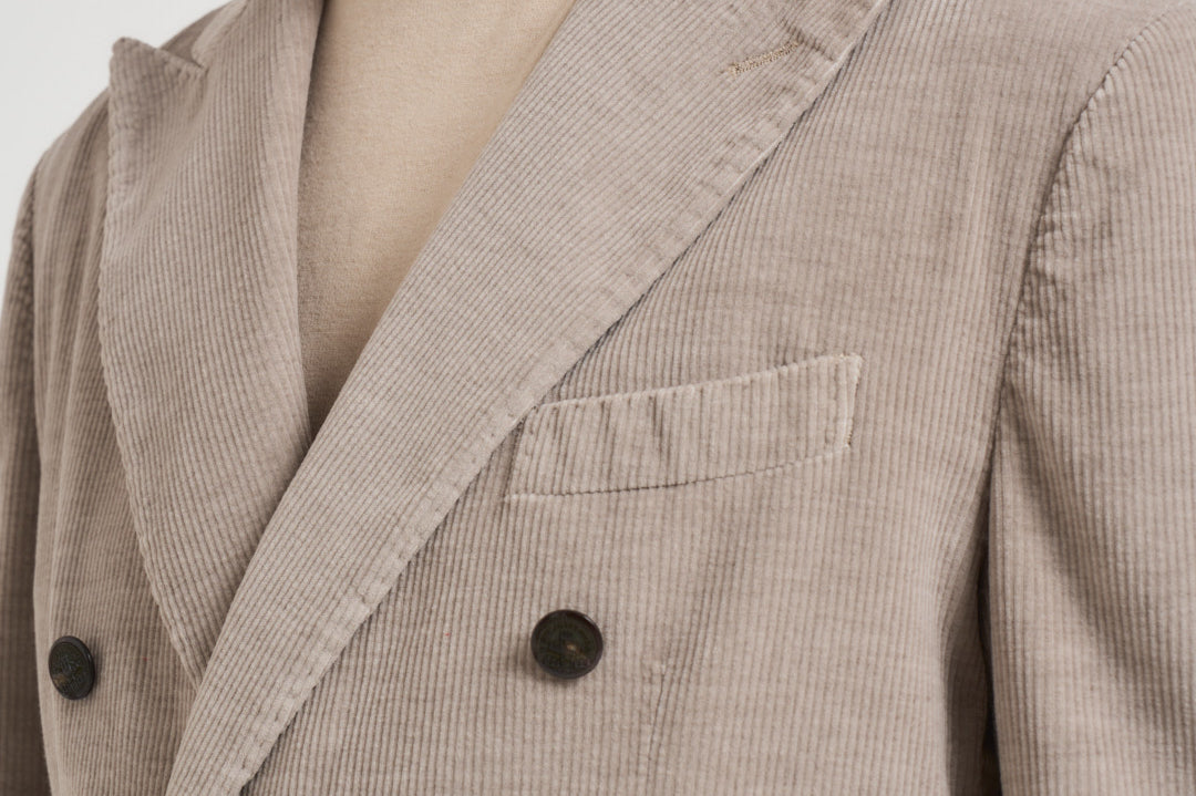 Giacca uomo doppiopetto in velluto grigio chiaro GL7251TL 387858P SANTANIELLO 