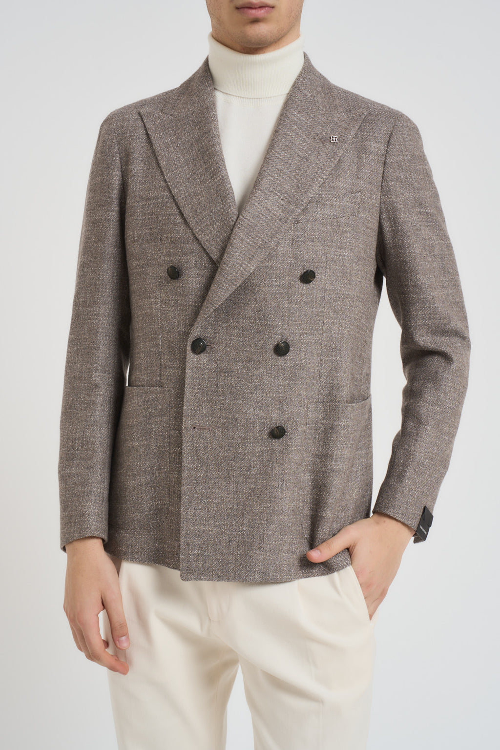Giacca uomo doppiopetto in lana tortora 1SMC20K C90044T1250 TAGLIATORE 