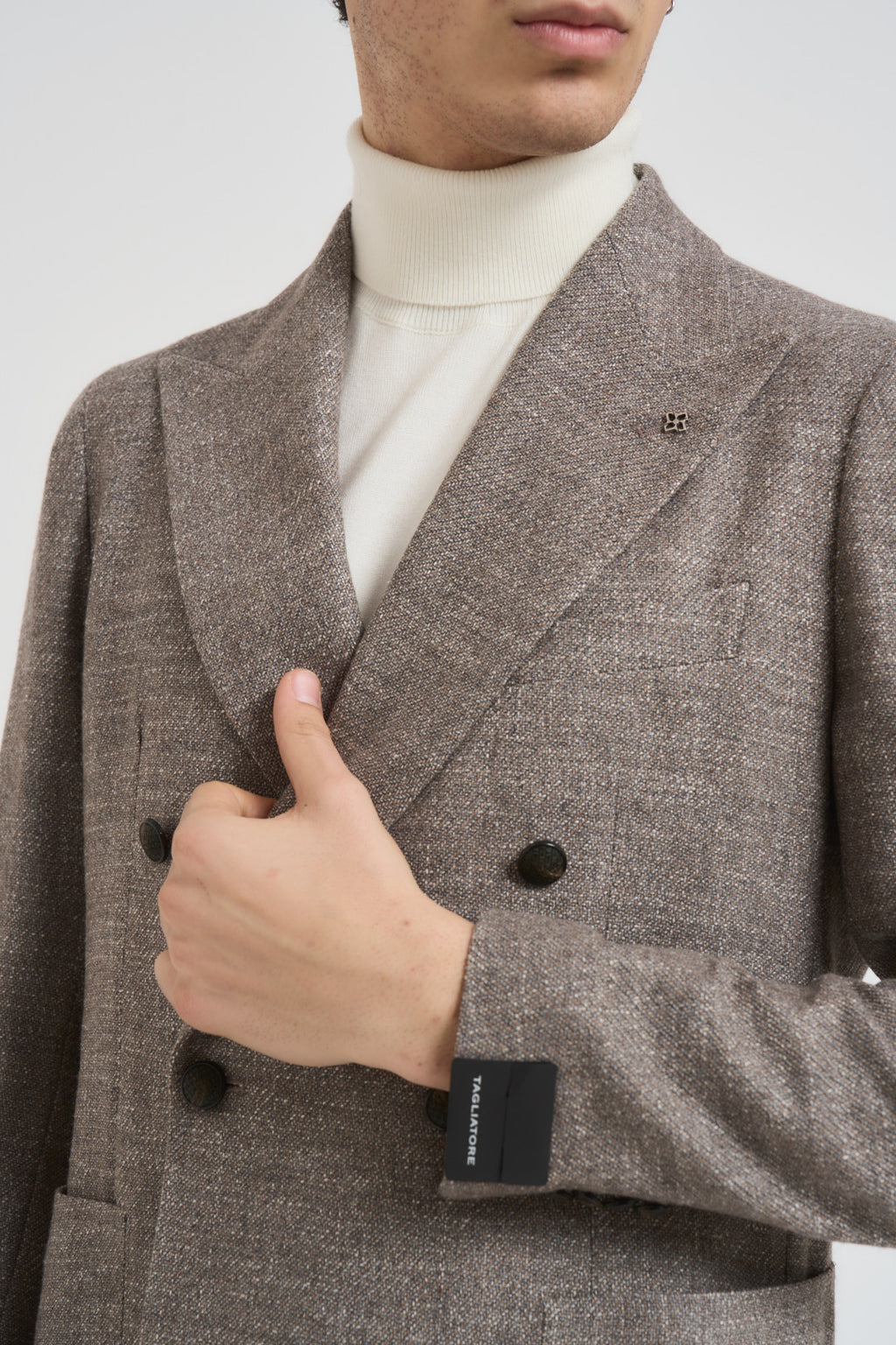Giacca uomo doppiopetto in lana tortora 1SMC20K C90044T1250 TAGLIATORE 