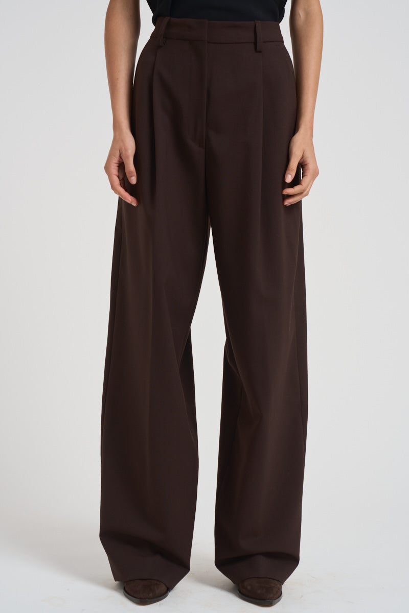 Pantaloni a gamba larga donna C3104 W0206BROWN THE LATEST 