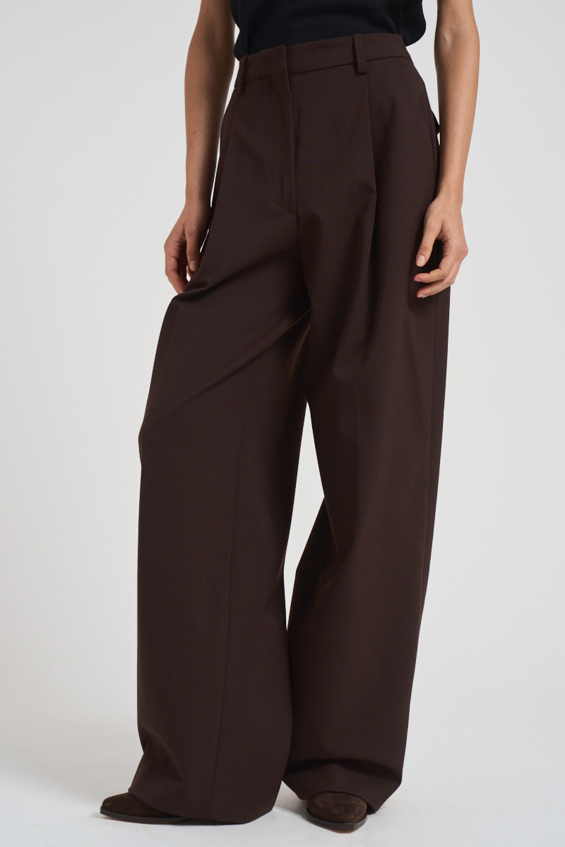 Pantaloni a gamba larga donna C3104 W0206BROWN THE LATEST 