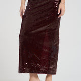 Gonna donna lunga con paillettes A0031 PRUGNA TWENTY FOURHAITCH 