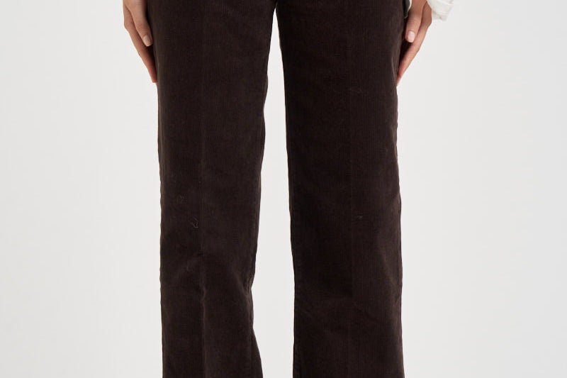 Pantaloni donna in velluto a coste marrone scuro 7U4N0V64 1LP 7 for all Mankind 