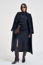 Cappotto donna lungo monopetto blu notte EOS DEBORA21BLU ACCADEMIE TESSILI 