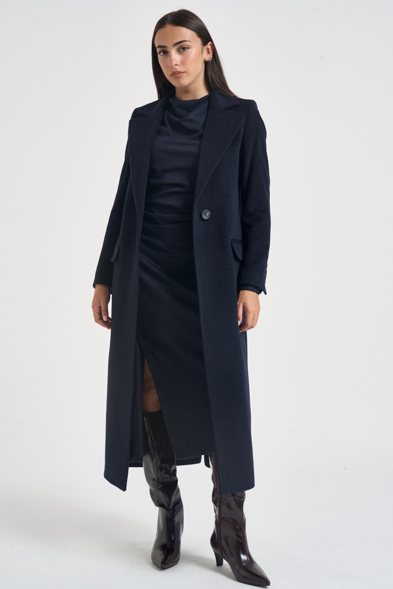 Cappotto donna lungo monopetto blu notte EOS DEBORA21BLU ACCADEMIE TESSILI 