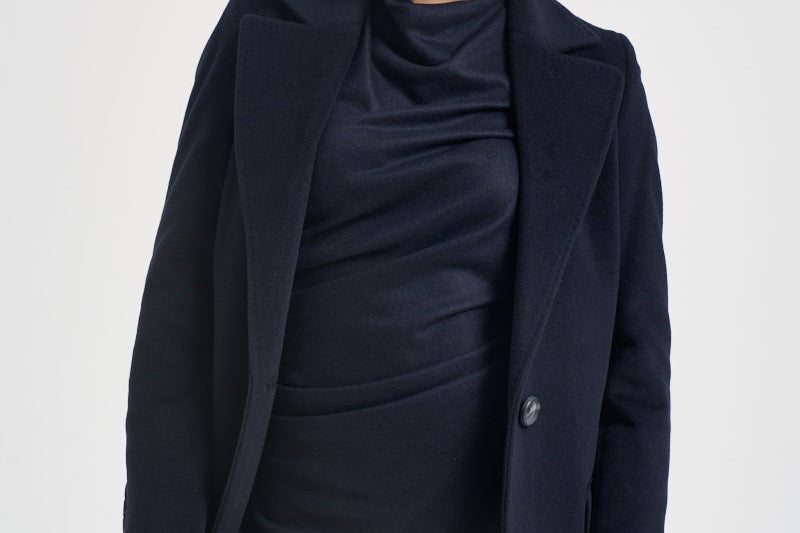 Cappotto donna lungo monopetto blu notte EOS DEBORA21BLU ACCADEMIE TESSILI 