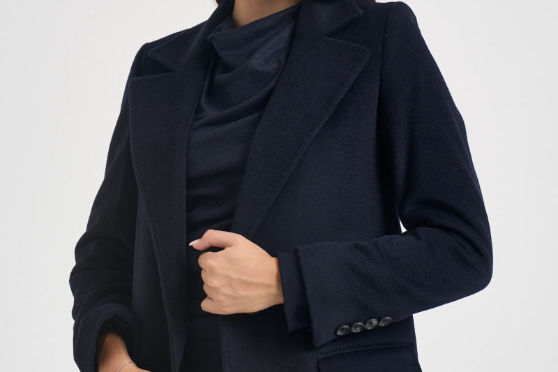 Cappotto donna lungo monopetto blu notte EOS DEBORA21BLU ACCADEMIE TESSILI 