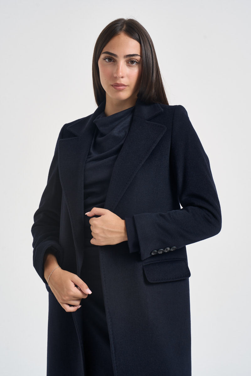 Cappotto donna lungo monopetto blu notte EOS DEBORA21BLU ACCADEMIE TESSILI 