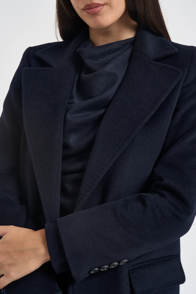 Cappotto donna lungo monopetto blu notte EOS DEBORA21BLU ACCADEMIE TESSILI 