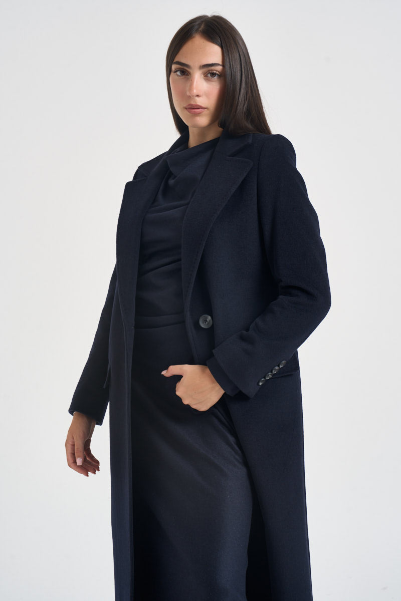 Cappotto donna lungo monopetto blu notte EOS DEBORA21BLU ACCADEMIE TESSILI 