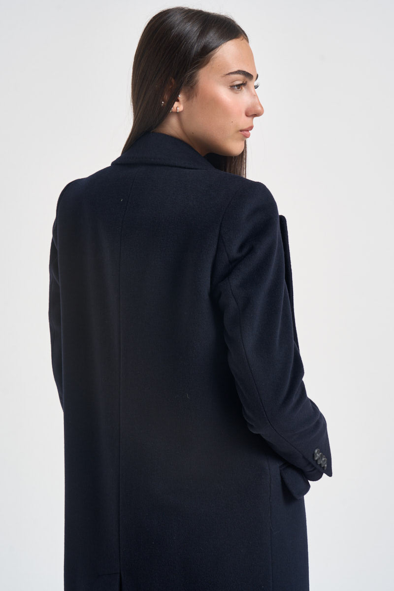Cappotto donna lungo monopetto blu notte EOS DEBORA21BLU ACCADEMIE TESSILI 