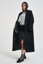 Cappotto donna lungo monopetto nero EOS DEBORA21NERO ACCADEMIE TESSILI 