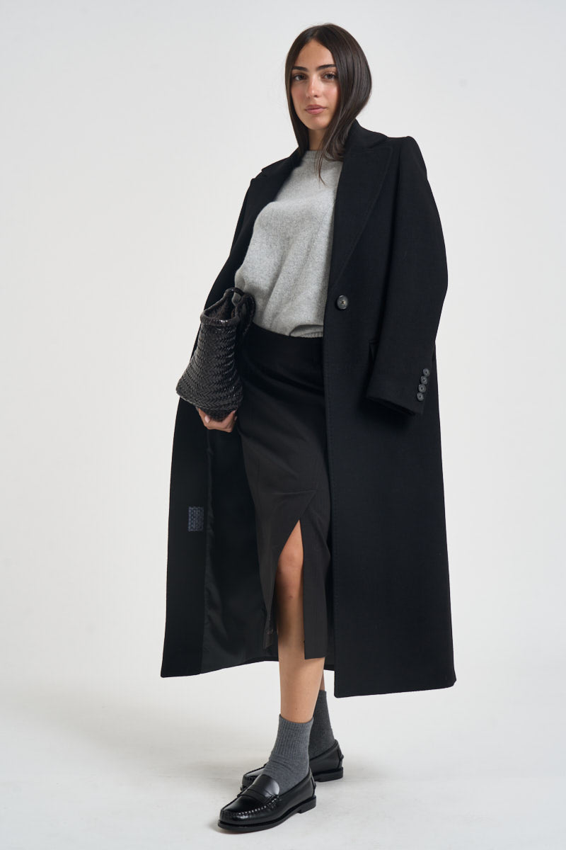 Cappotto donna lungo monopetto nero EOS DEBORA21NERO ACCADEMIE TESSILI 