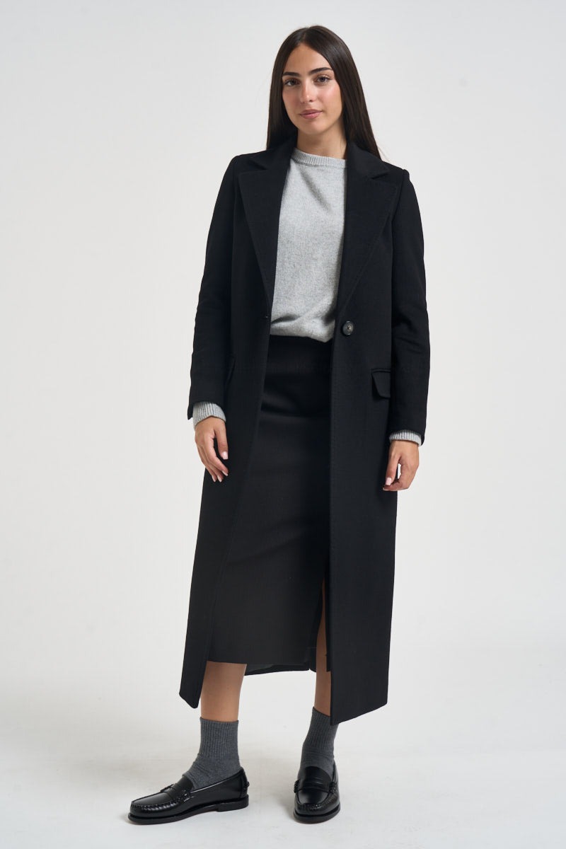 Cappotto donna lungo monopetto nero EOS DEBORA21NERO ACCADEMIE TESSILI 