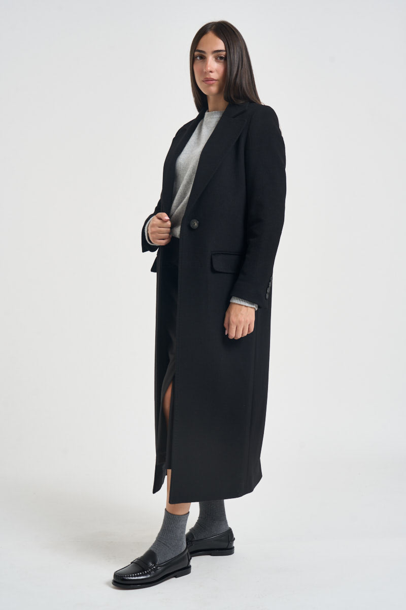 Cappotto donna lungo monopetto nero EOS DEBORA21NERO ACCADEMIE TESSILI 