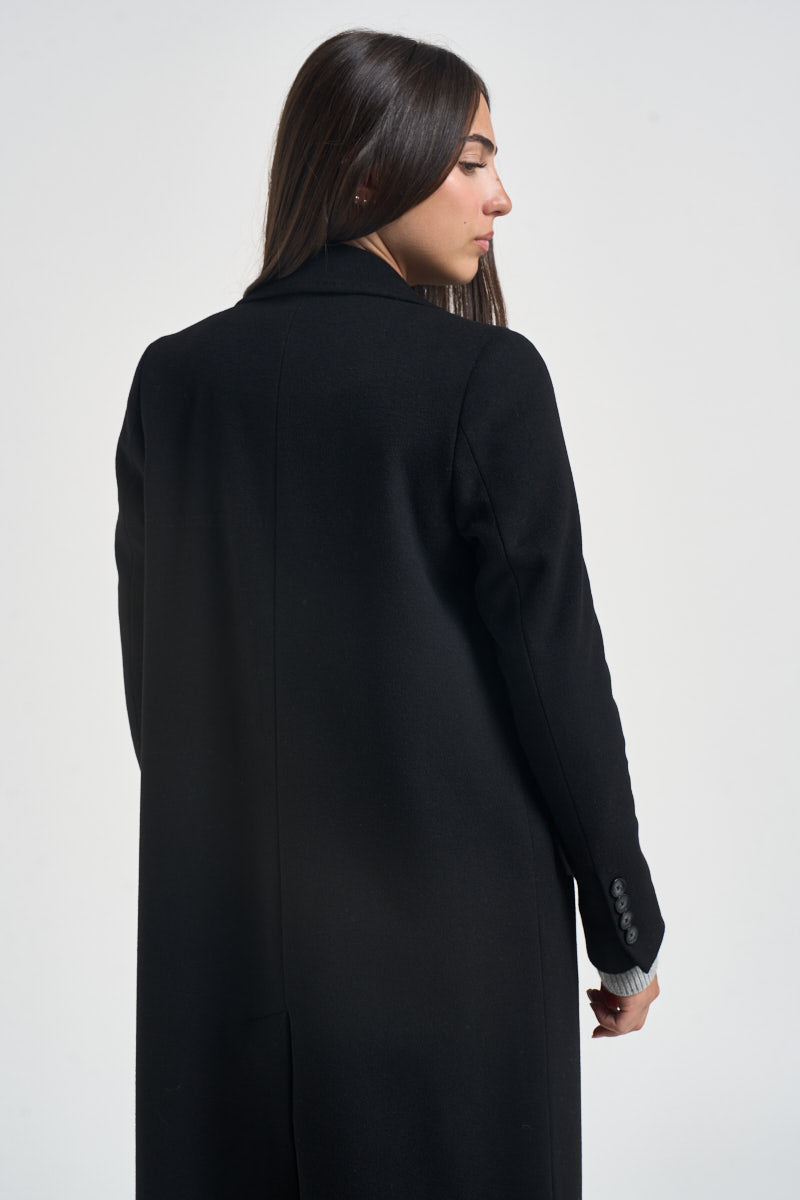 Cappotto donna lungo monopetto nero EOS DEBORA21NERO ACCADEMIE TESSILI 