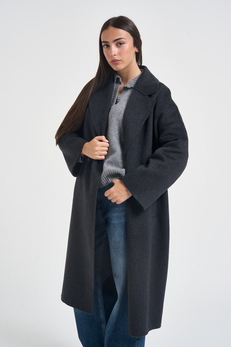 Cappotto donna lungo grigio antracite JESSICA ANTRACITE ACCADEMIE TESSILI 