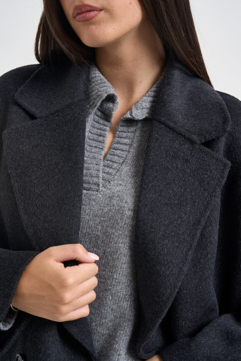 Cappotto donna lungo grigio antracite JESSICA ANTRACITE ACCADEMIE TESSILI 