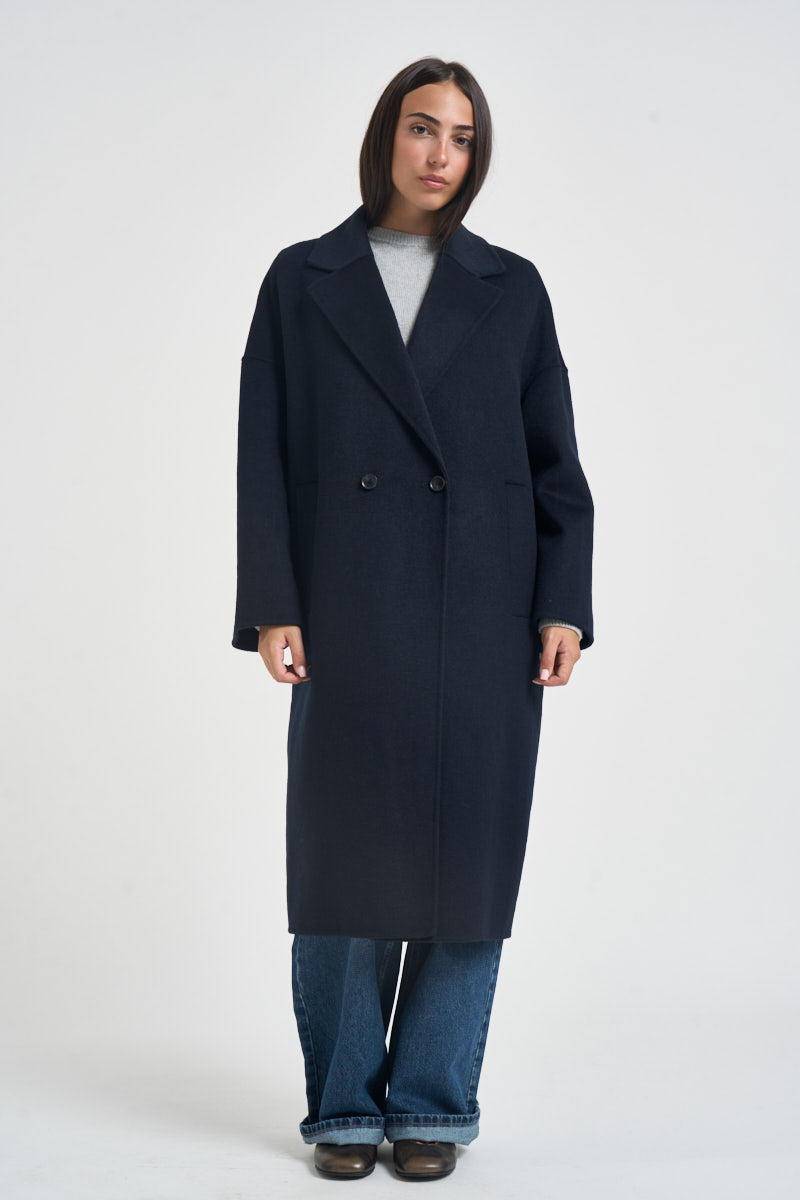 Cappotto donna lungo blu navy JESSICA NAVY ACCADEMIE TESSILI 
