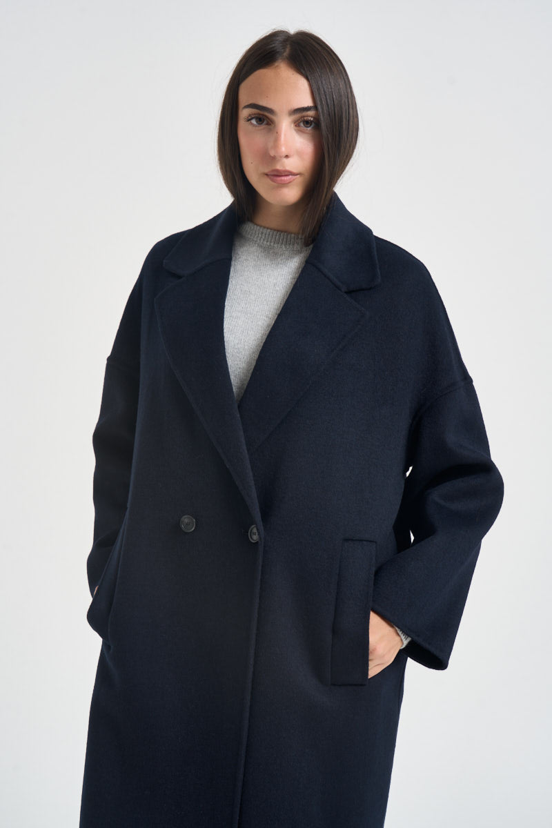 Cappotto donna lungo blu navy JESSICA NAVY ACCADEMIE TESSILI 
