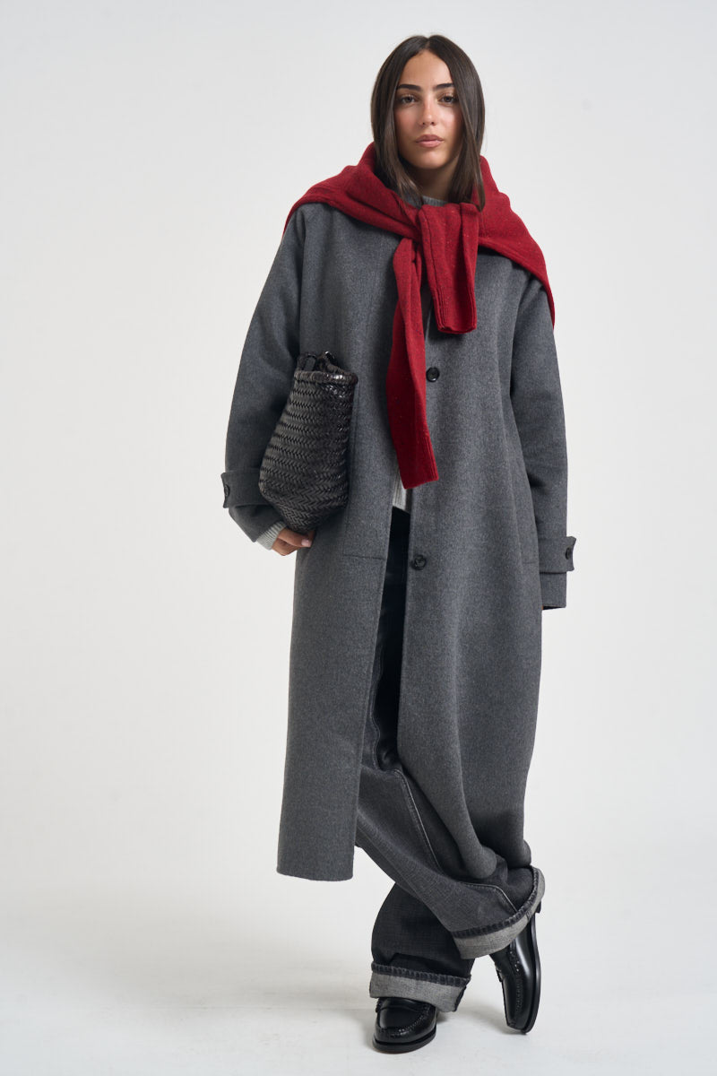 Cappotto donna Kira monopetto lungo antracite KIRA DARKGREY ACCADEMIE TESSILI 