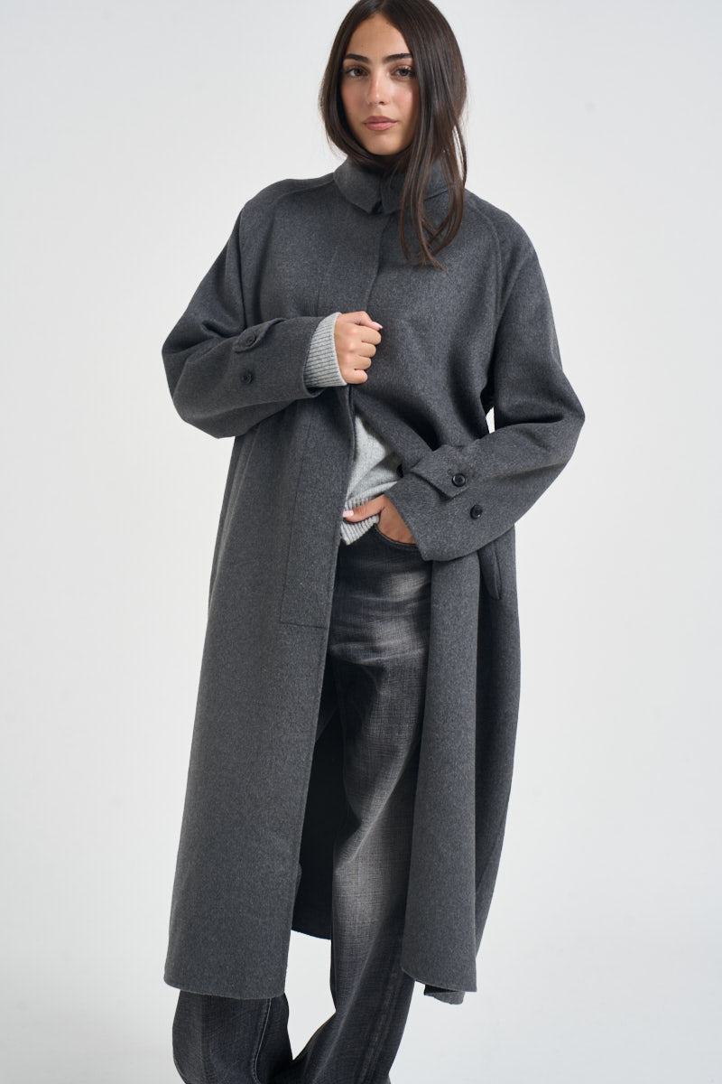 Cappotto donna Kira monopetto lungo antracite KIRA DARKGREY ACCADEMIE TESSILI 