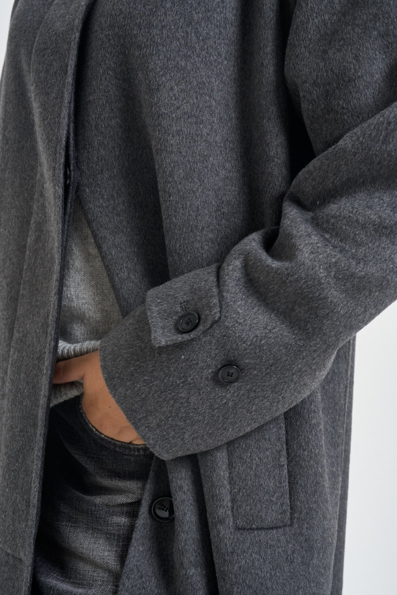 Cappotto donna Kira monopetto lungo antracite KIRA DARKGREY ACCADEMIE TESSILI 