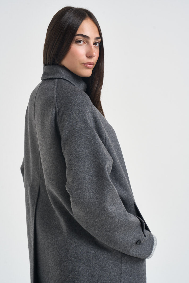 Cappotto donna Kira monopetto lungo antracite KIRA DARKGREY ACCADEMIE TESSILI 