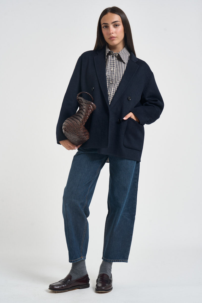 Cappotto donna corto doppiopetto blu navy MERYL NAVY ACCADEMIE TESSILI 