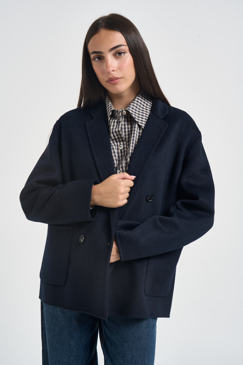 Cappotto donna corto doppiopetto blu navy MERYL NAVY ACCADEMIE TESSILI 