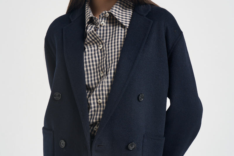 Cappotto donna corto doppiopetto blu navy MERYL NAVY ACCADEMIE TESSILI 