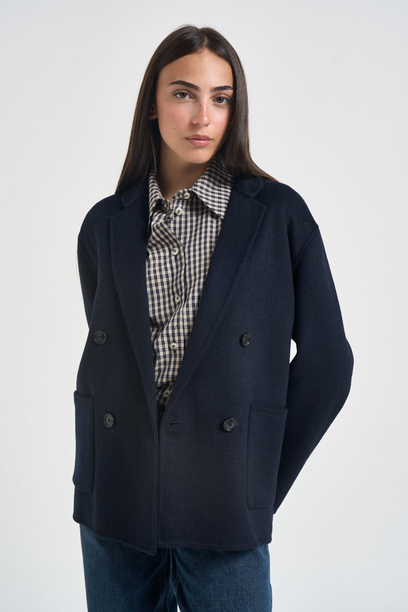Cappotto donna corto doppiopetto blu navy MERYL NAVY ACCADEMIE TESSILI 
