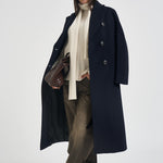 Cappotto donna lungo doppiopetto blu notte MYRNA DEBORA21BLU ACCADEMIE TESSILI 
