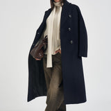 Cappotto donna lungo doppiopetto blu notte MYRNA DEBORA21BLU ACCADEMIE TESSILI 