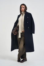 Cappotto donna lungo doppiopetto blu notte MYRNA DEBORA21BLU ACCADEMIE TESSILI 