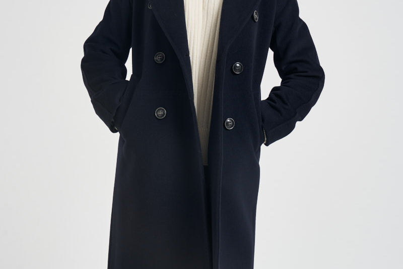 Cappotto donna lungo doppiopetto blu notte MYRNA DEBORA21BLU ACCADEMIE TESSILI 