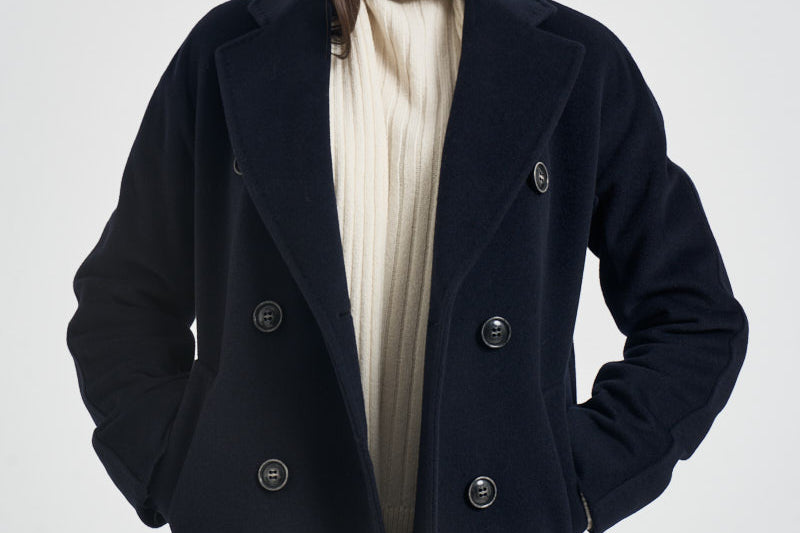 Cappotto donna lungo doppiopetto blu notte MYRNA DEBORA21BLU ACCADEMIE TESSILI 