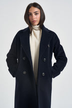 Cappotto donna lungo doppiopetto blu notte MYRNA DEBORA21BLU ACCADEMIE TESSILI 