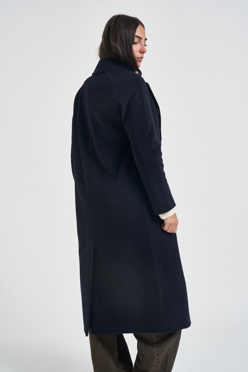 Cappotto donna lungo doppiopetto blu notte MYRNA DEBORA21BLU ACCADEMIE TESSILI 